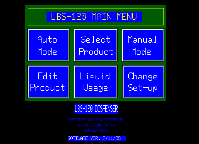 LBS-I20™ main menu screen